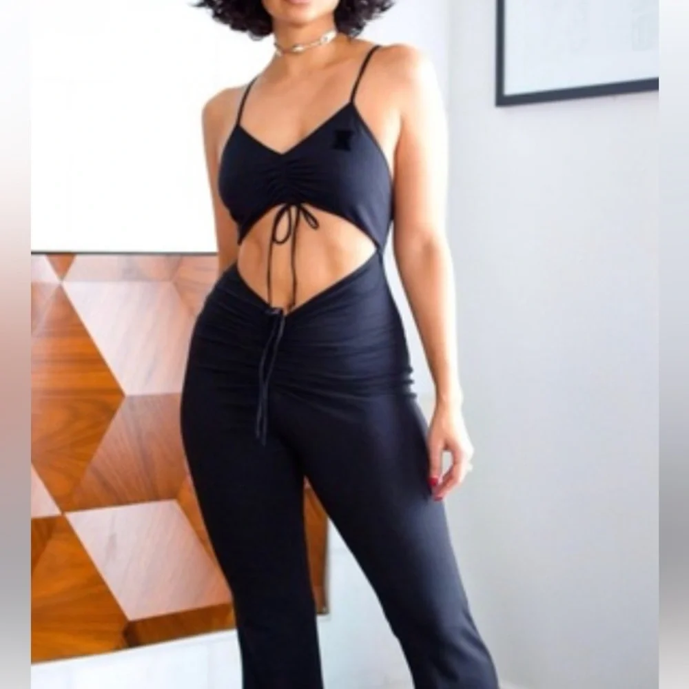 Savage X Fenty Black Cutout Jumpsuit with Tie Front - Picture 4 of 4